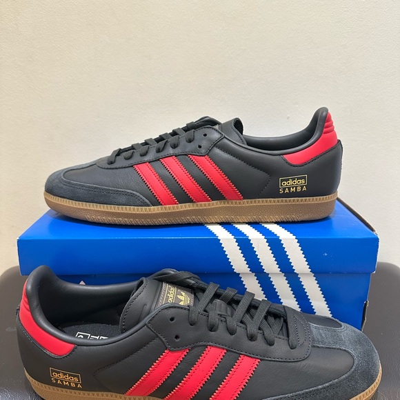 NIB Men adidas Samba OG Carbon Scarlet Red Shoes IG6173 - Picture 4 of 8